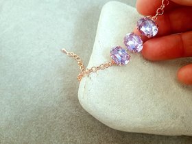 Pale Purple Crystal Chain Bracelet