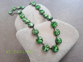 Crystal Peridot Tennis Necklace in Antique Bronze