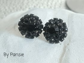 Black Halo Stud Earrings in Gunmetal Plating