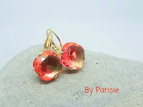 Tourmaline Orange Cushion Earrings in Gold Plated