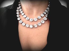 Crystal Double Strand Necklace: Anna Wintour Tennis Choker, Bridal Jewelry