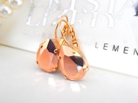 Rose Gold Swarovski Crystal Earrings: Teardrop Dangle Jewelry