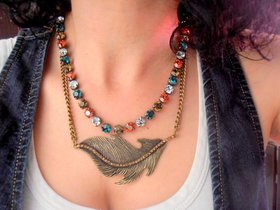 Vintage Multicolors Crystal Necklace, Antique Bronze Cup chain Tennis Jewelry, Bohemian Choker, Gift for her