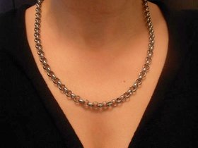 Chunky Thick Long Chain Necklace, Accent Metal Chain, Minimalistic Bohemian Jewelry, Rhodium Plated Fashion Jewelry