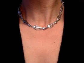 Dainty Silver Fishbone Necklace, Minimalist Delicate Choker, Skeleton Neckace, Charm Summer, Fashion Neckace, Gift for her