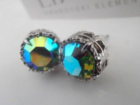 Peridot Shimmer Crystal Stud Earrings / Pierced Post /  Art Deco Filigree Costume Jewelry / Women Gifts