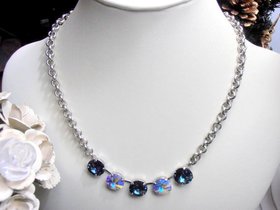 Montana Tennis Necklace made with Rivoli Crystal 1122 12mm, Blue Choker, Anna Wintour Collet, Sweet 16 Birthday Gift