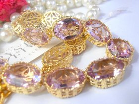 Riviere Amethyst Crystal Necklace in Gold, Filigree Art Deco Collet, Statement Georgian Jewelry, Women Birthday Gift