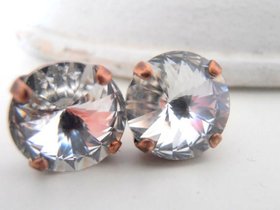 Crystal Stud Earrings in Antique Copper Plating