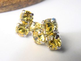 Flower Stud Earrings / Dainty Post Pierced Earrings / Jonquil Yellow Cluster earrings / Gift for her / Birthday Present