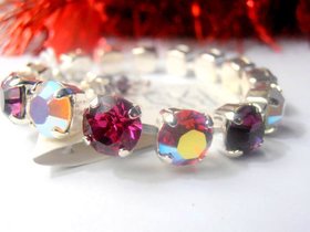 Colorful Tennis Crystal Bracelet 8mm, Girls Multi-Color Party Jewelry, Silver Cup chain, Girlfriend Birthday Gift, 1088 Chatons