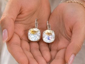 Cushion Cut Swarovski Crystal earrings