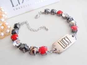 Multi-colors Wish Charm Bracelet with Crystal Chatons, Antique Silver Tennis Cup chain Jewelry, Mother's Day gift