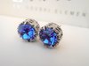 Blue Crystal Stud Earrings Art Deco